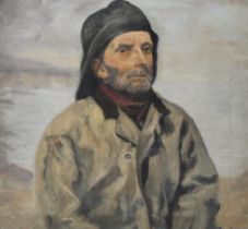 20th CENTURY SCHOOL  PORTRAIT OF A FISHERMAN  Oil on board, 33 x 33cm  Together with another (2)