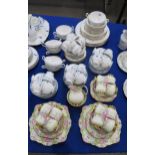 A Paragon Sweet Pea pattern teaset, together with a Wedgwood Rosedale teaset and a Paragon part