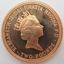 ELIZABETH II Commonwealth Games; Gold Proof 2 Pounds XIII Commonwealth Games, Edinburgh 1986 Obverse