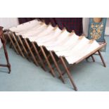 A 20th century oak framed Junuetta folding campaign bed, 171cm long x 75cm wide x 41cm high