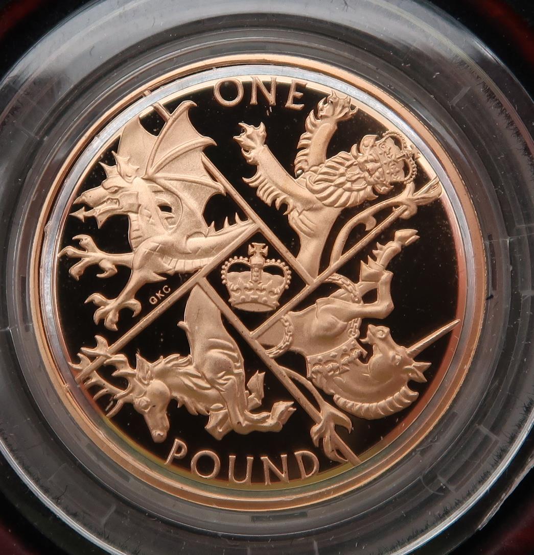 ELIZABETH II Last Round Pound; Royal Mint Gold Proof 2016 Obverse fifth crowned portrait of HM Queen - Image 3 of 5