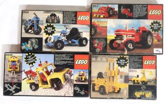 Four boxed vintage Lego sets - 850 Fork Lift, 854 Go-Kart, 851 Tractor and 8846 Tow Truck (4)