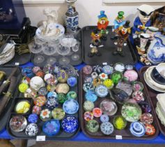A collection of glass paperweights including some millefiori, Tweedsmuir etc and four Murano glass