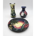 A Moorcroft Lamia pattern vase, an Anemone pattern vase, together with a millennium Birth of Light