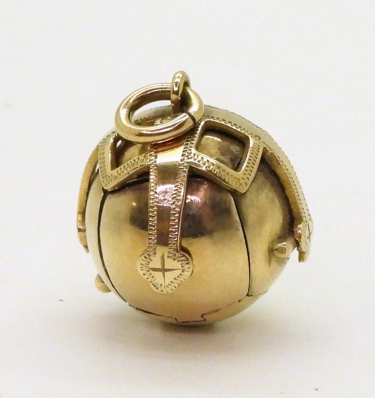 A 9ct and silver Masonic ball charm, approx diameter 17mm, 13.1gms Condition Report:Available upon - Image 2 of 4