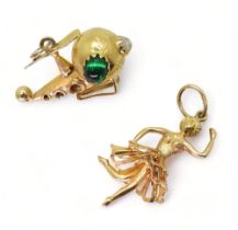 A yellow metal dancer charm, together with a Italian made 18ct gold large helicopter charm, weight