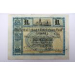 The North of Scotland & Town & Country Bank £1 A 0602/0672 Aberdeen 1st March 1910 with