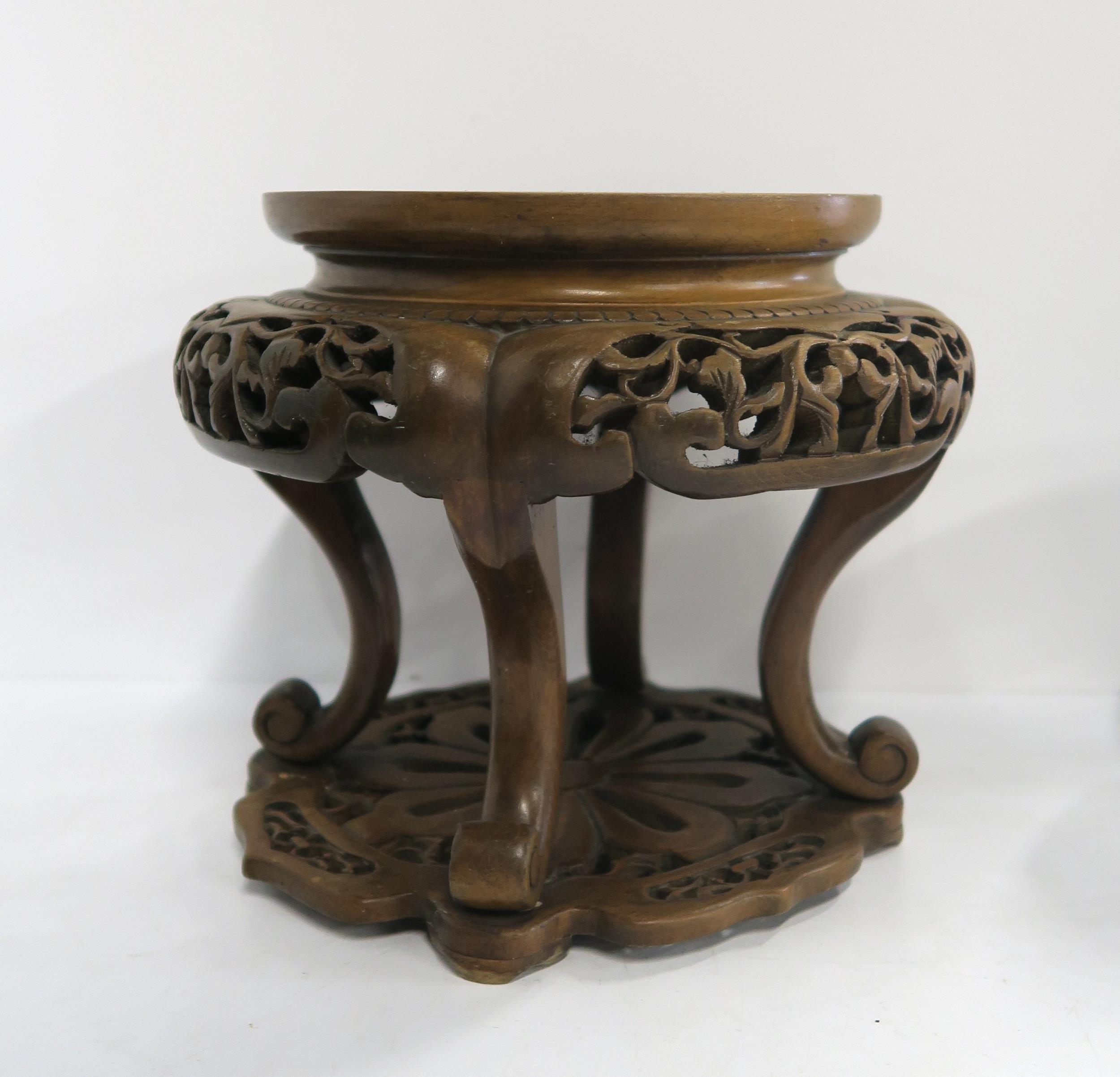 A collection of carved hardwood stands and  lacquer boxes Condition Report:Available upon request - Image 2 of 4