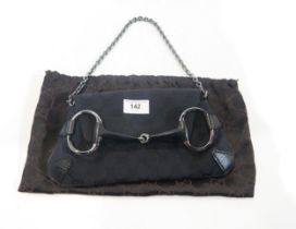 A Gucci black Horsebit Mini Flap bag by Tom Ford for Gucci, with monogrammed canvas body, black