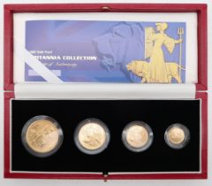 ROYAL MINT UK Gold Proof Britannia Collection 2001, 4-coin set comprising £100 (1oz), £50 (1/2