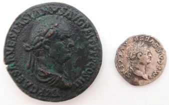 Vespasian (Titus Flavius Vespasianus) (69-79)  Obverse head of Vespasian, laureate, right, legend