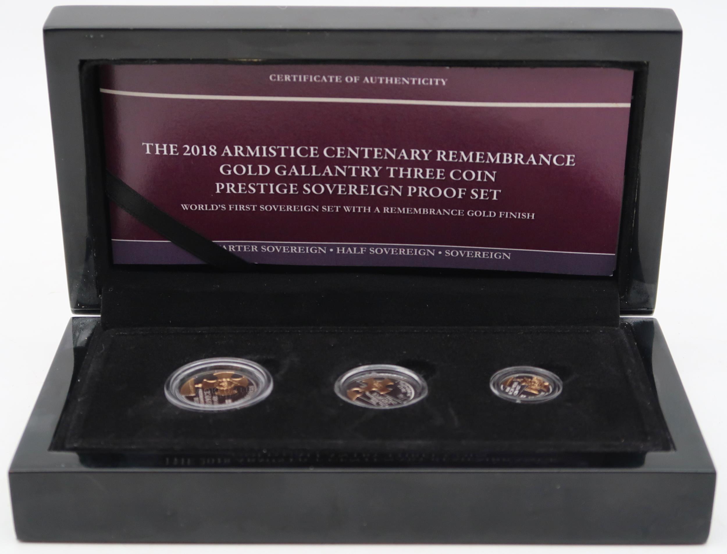 TRISTAN DA CUNHA Elizabeth II gold proof three-coin set 2018 'Armistice Centenary Remembrance Gold