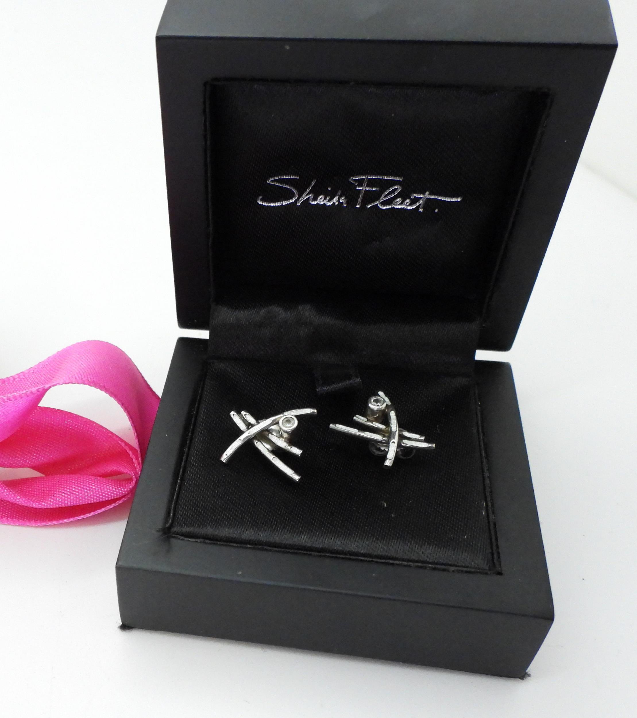 A pair of Sheila Fleet 'Morning dew' earrings, boxed, an Ola Gorie brooch, two silver bangles and - Image 2 of 3