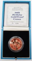 ELIZABETH II (1952-2022)ROYAL MINT Gold Proof Crown celebrating 'Queen Elizabeth The Queen Mother