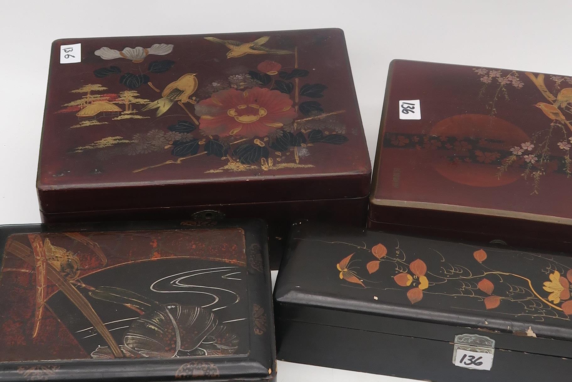 A collection of carved hardwood stands and  lacquer boxes Condition Report:Available upon request - Image 4 of 4
