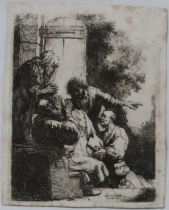 AFTER REMBRANTD (DUTCH 1606-1669)  JOSEPH'S COAT BROUGHT TO JACOB  Etching, 11 x 8.8cm   Together