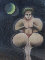 SHEENA MCGREGOR (SCOTTISH)  GODDESS OF THE MOON  Charcoal, signed lower right, 75 x 55cm