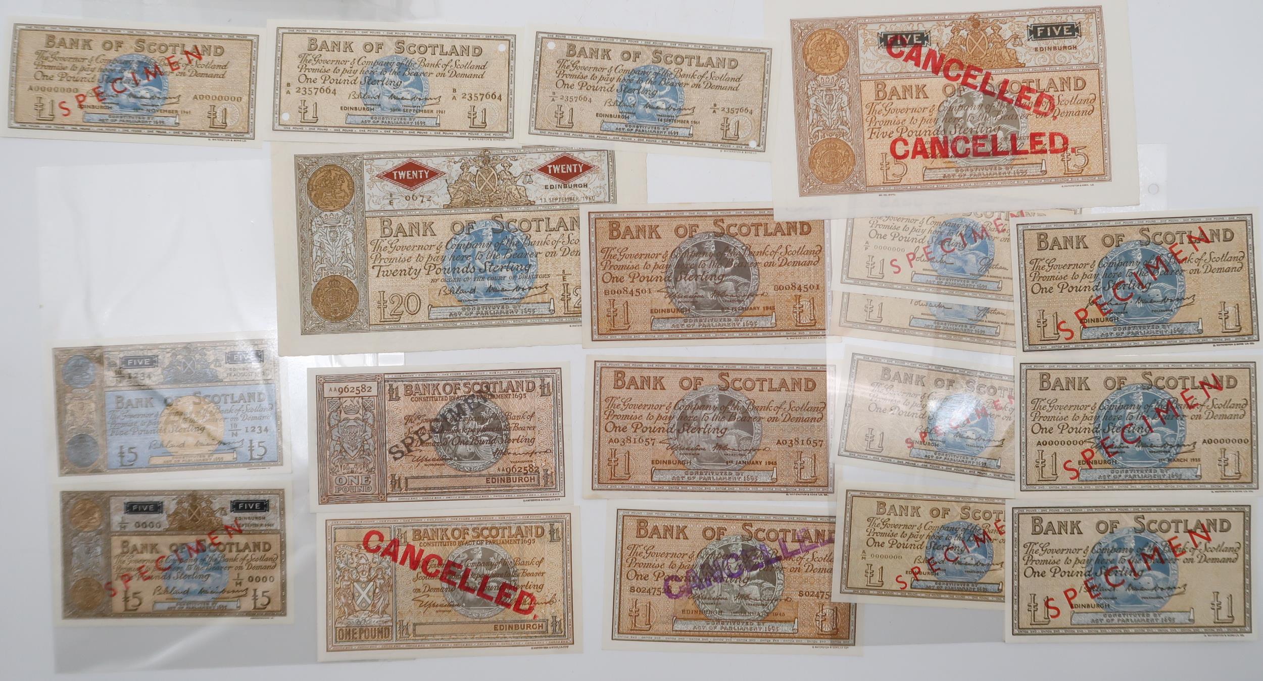 Bank of Scotland  a collection of banknotes with colour variations, specimen and cancelled - Image 3 of 4