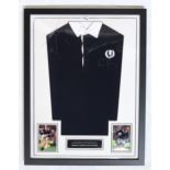 A Scotland rugby shirt signed by fullback Gavin Hastings, framed under Perspex (def), measuring