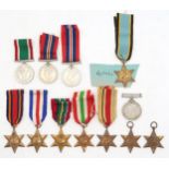 WW2 campaign medals, comprising Africa Star, Italy Star, Atlantic Star, Pacific Star, France and