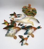 A Large Beswick seagull, no 658/1, a set of four flying ducks and other items Condition Report: