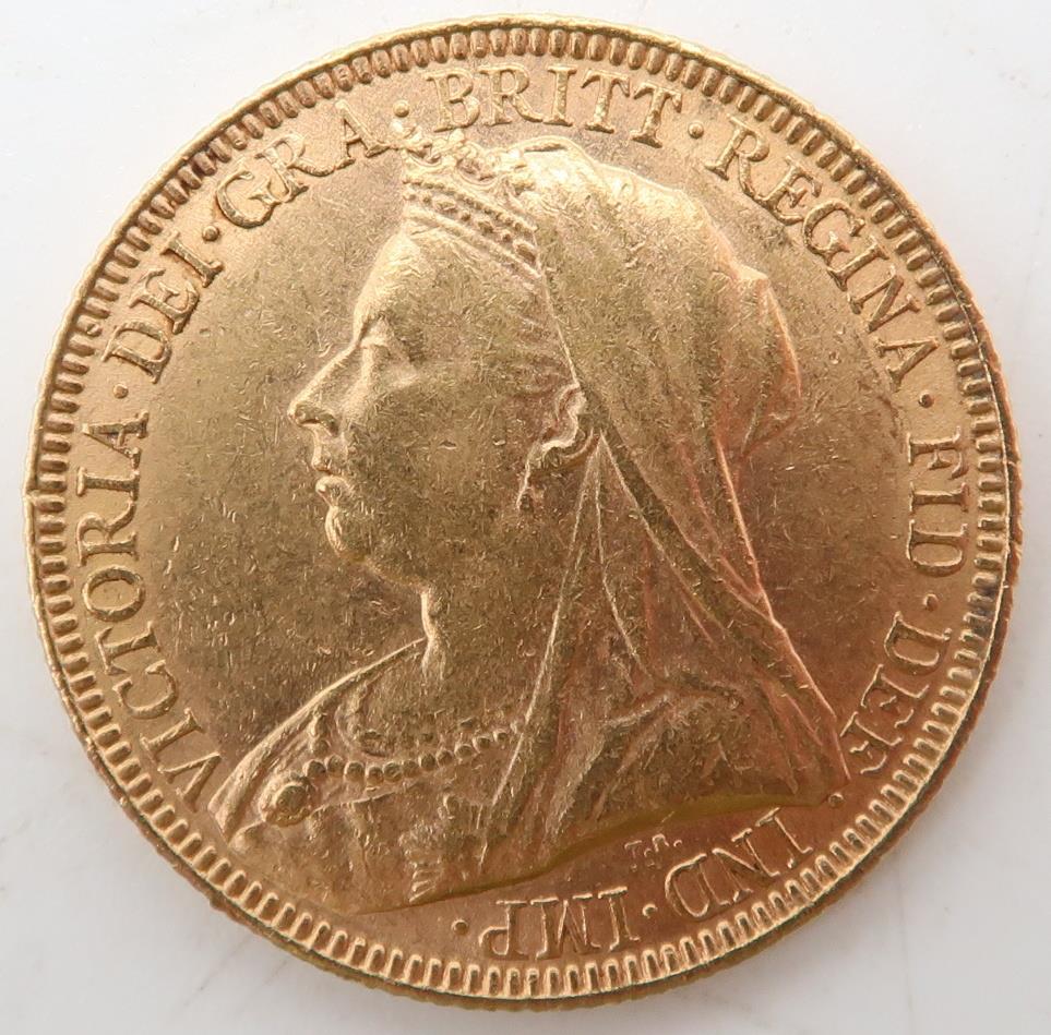 Victoria (1837-1901) 1 Sovereign 1893 Obverse older crowned and veiled bust ('Old Head') of Queen