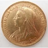 Victoria (1837-1901) 1 Sovereign 1893 Obverse older crowned and veiled bust ('Old Head') of Queen