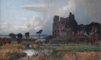 THOMAS BROMLEY BLACKLOCK (SCOTTISH 1863-1903)  THE RED HOUSE, LONGNIDDRY  Oil on board, signed lower