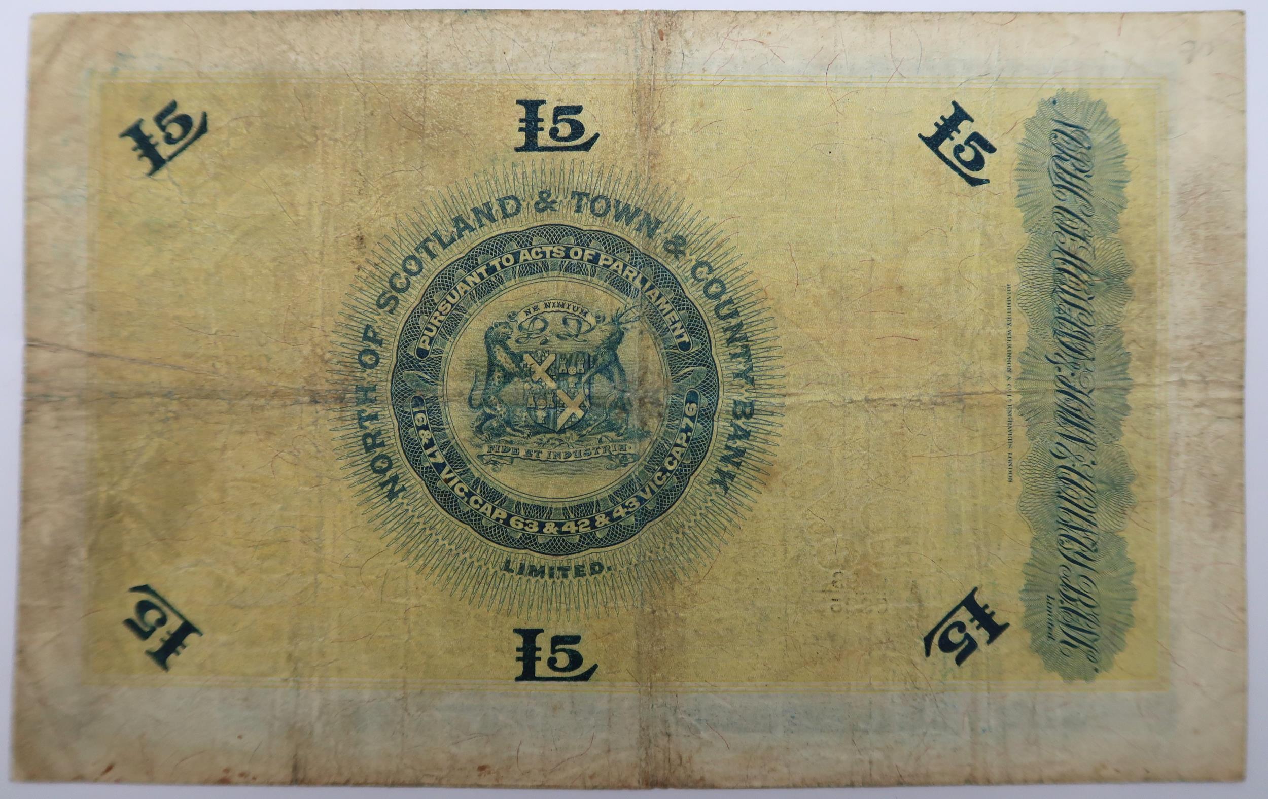 North of Scotland & Town & County Bank Limited, £5, 1st March 1921, serial number A 0383/0895, two - Image 2 of 2