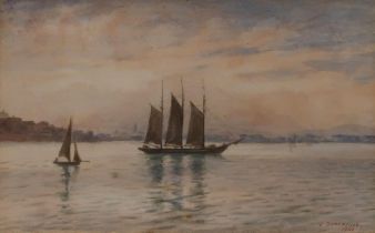 J. SOMERVILLE  THE BATTLE WATER, PLYMOUTH 1901  Watercolour, signed lower right, dated 1901, 14 x