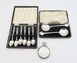 A cased pair of silver spoons, by Joseph Rodgers & Sons, Sheffield, with monogrammed bowls, a