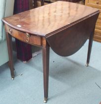 A 19th century mahogany and satinwood inlaid Pembroke table with single drawer on square tapering