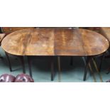 A Georgian mahogany D end dining table on square chamfered supports, 71cm high x 234cm long x