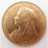 Victoria (1837-1901) 1 Sovereign 1900 Obverse older crowned and veiled bust ('Old Head') of Queen