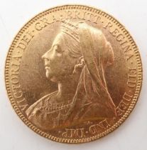 Victoria (1837-1901) 1 Sovereign 1900 Obverse older crowned and veiled bust ('Old Head') of Queen
