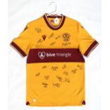 MOTHERWELL F.C. A 2023/24 Women's Home shirt, size M, bearing team signatures Proceeds to benefit