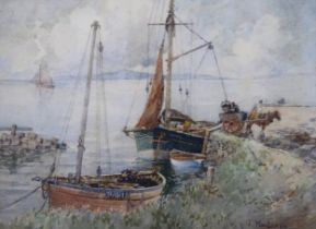 JAMES MACLAREN (SCOTTISH act. 1881-1917)  SCOTTISH HARBOUR  Watercolour, signed lower right, 25 x