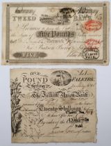 Tweed Bank One Pound Berwick Five Pounds £5, The Falkirk Union Bank 20 July 1812 No. 53/630 (2)