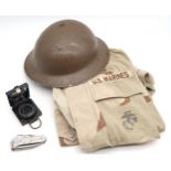 A WW2 British Brodie helmet, stamped "1941 EC & Co Ltd" to underside of brim, 1953-dated military-
