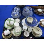 Spode Italian pattern table wares including bowls, cups and saucers, platter, plates and ramekins,