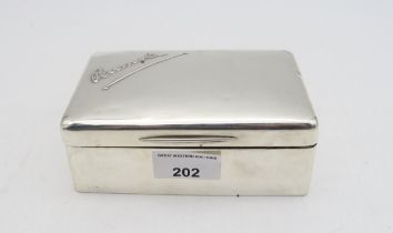 A late-Victorian silver cigarette box, by Joseph Braham, London, with applied name to lid, 14 x 9