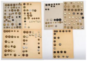 An album of military buttons, of mixed age, to include the Fife Mounted Rifle Volunteers, 7th Gurkha
