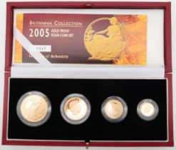 ROYAL MINT UK Gold Proof Britannia Collection 2005, 4-coin set comprising £100 (1oz), £50 (1/2