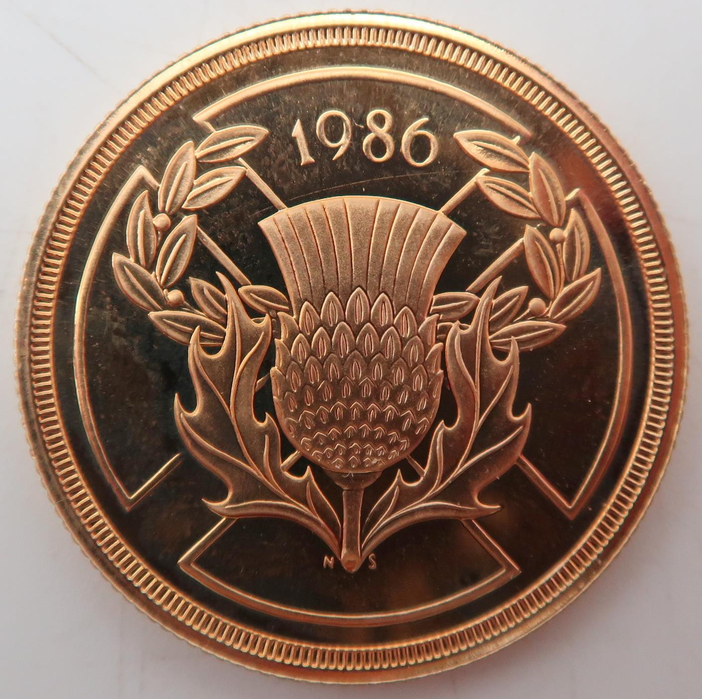 ELIZABETH II Commonwealth Games; Gold Proof 2 Pounds XIII Commonwealth Games, Edinburgh 1986 Obverse - Image 2 of 3