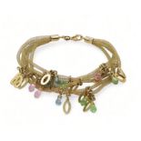 A 9ct gold knitted mesh bracelet with briolette cut gems, weight 10.9gms Condition Report:
