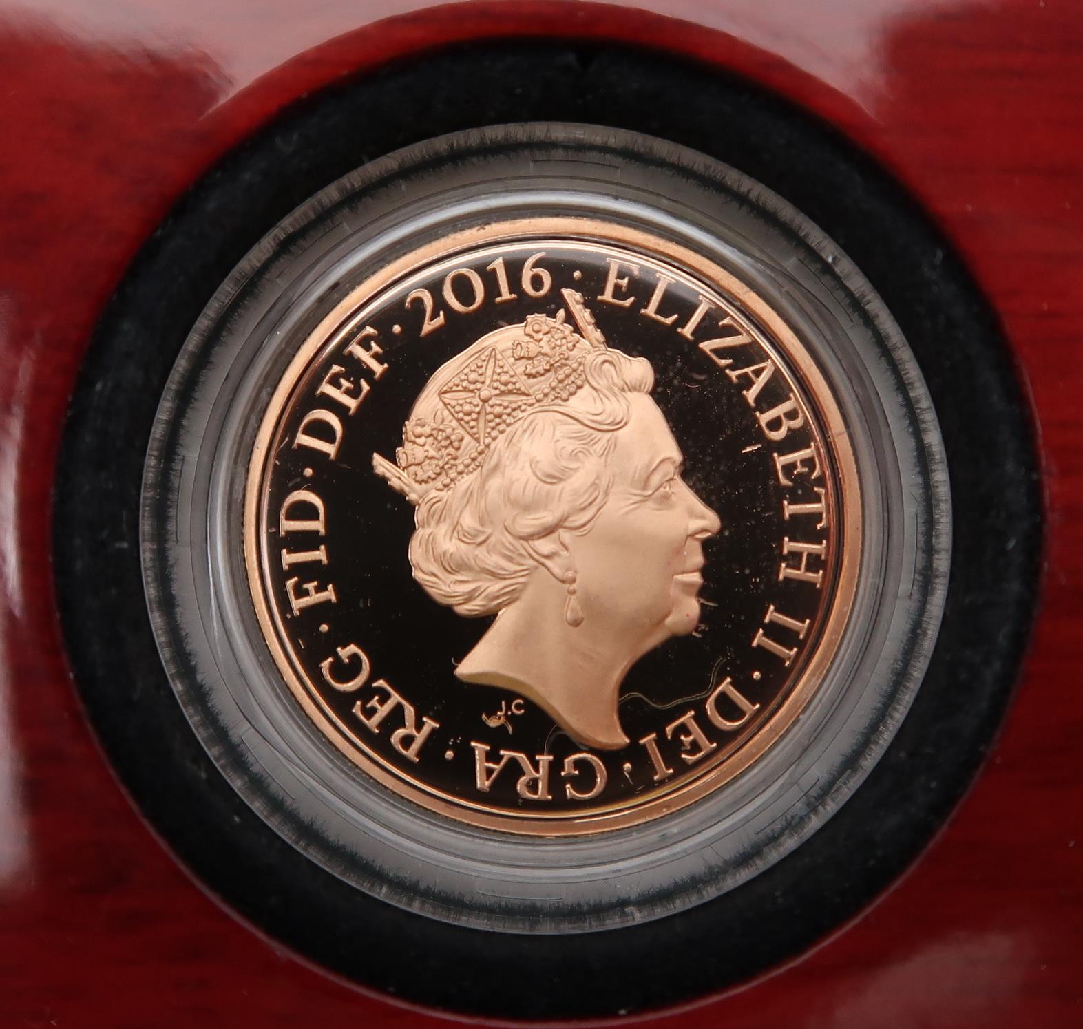 ELIZABETH II Last Round Pound; Royal Mint Gold Proof 2016 Obverse fifth crowned portrait of HM Queen - Image 2 of 5