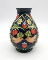 A Moorcroft Strawberry Thief pattern vase, circa 1995, with box, 19cm high Condition Report: