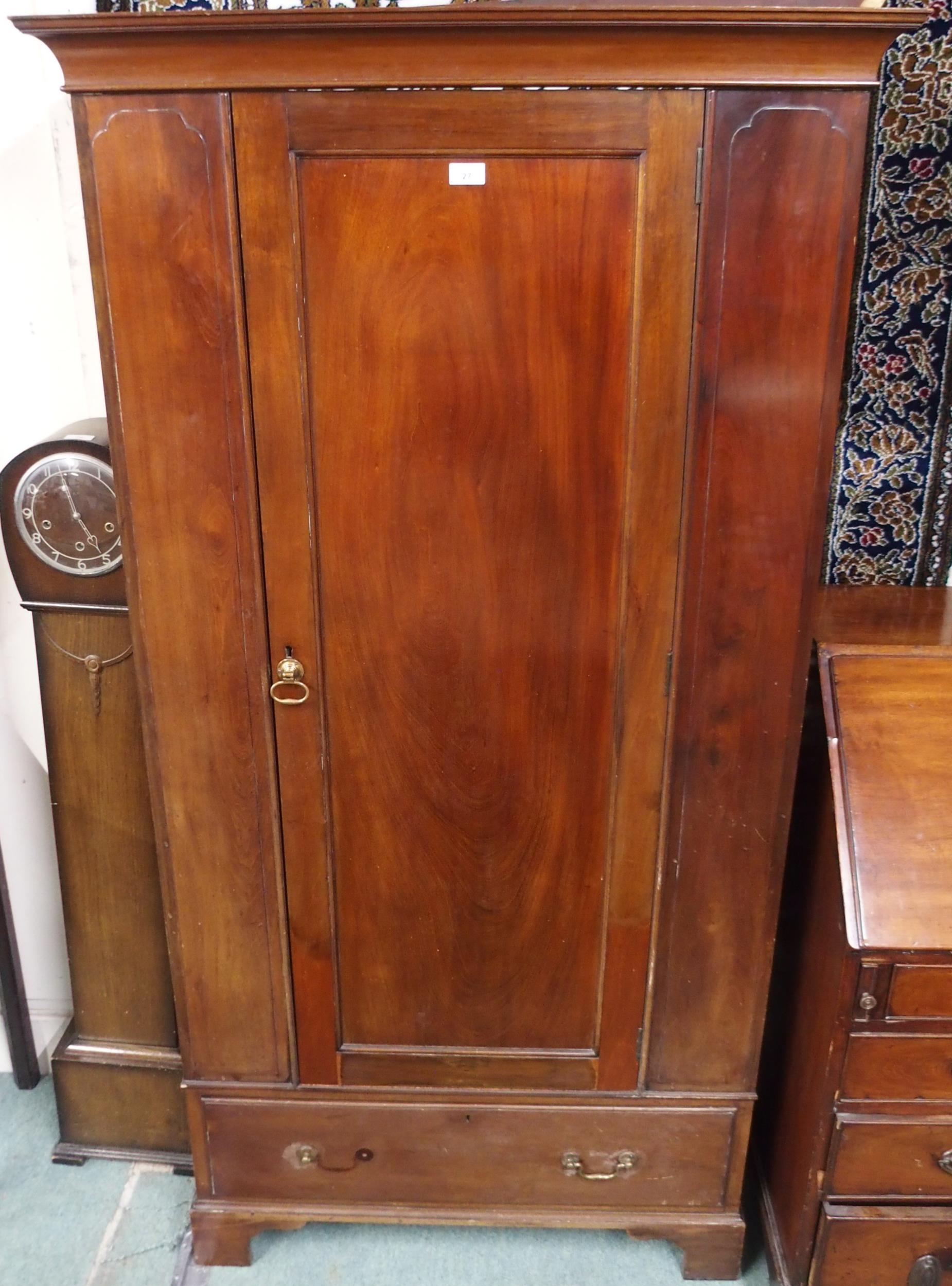 A Victorian mahogany single door wardrobe, 182cm high x 95cm wide x 46cm deep Condition Report: