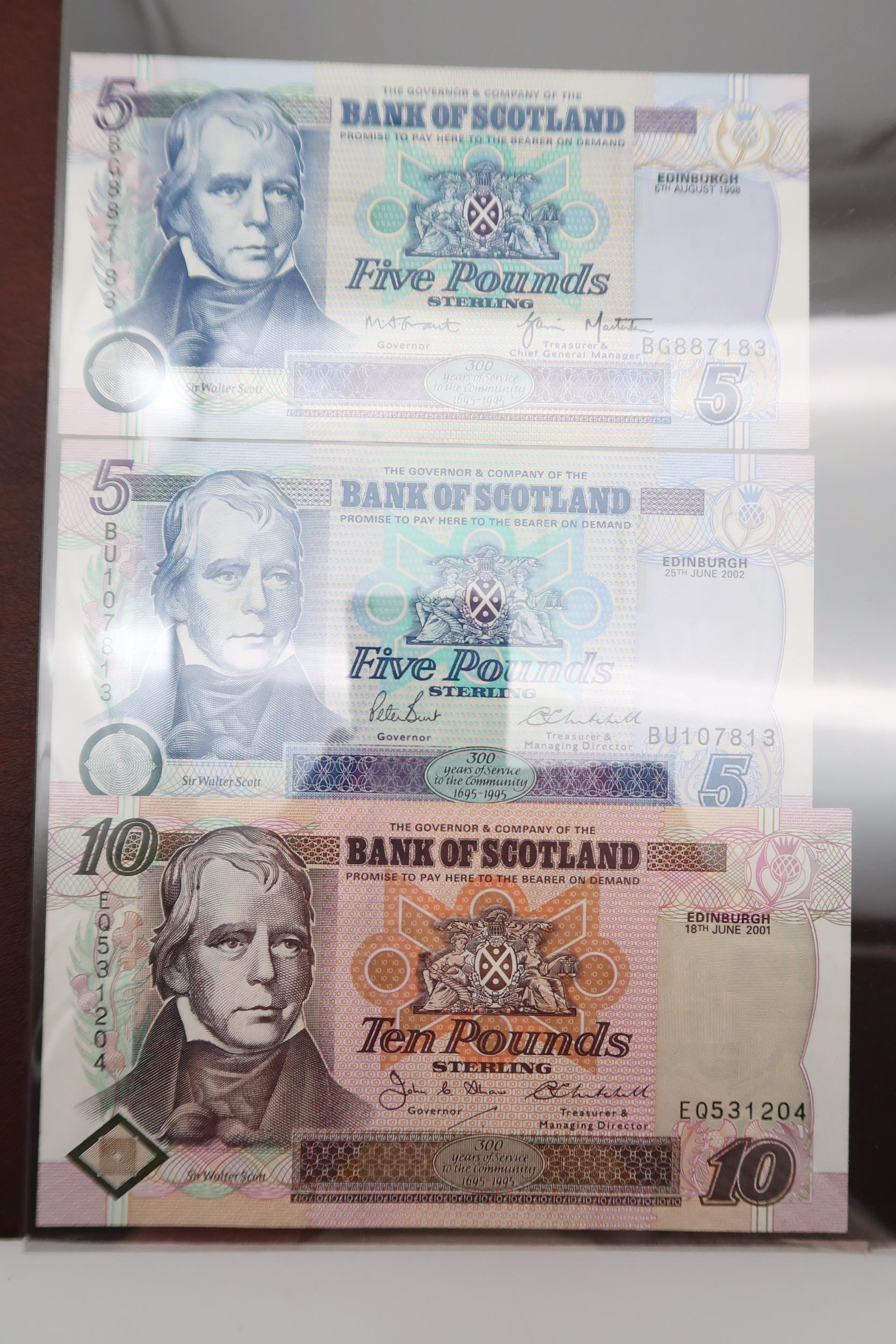 Bank of Scotland a collection in a binder of banknotes with £100, £50, £20, £10, £5, £1 to include - Image 7 of 14