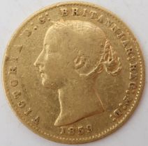 VICTORIA (1837-1901) Obverse Victoria facing left and wearing a wreath of banksia which is plaited,